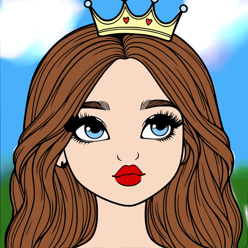 a realistic girl with a crown on