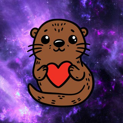 otter with a heart