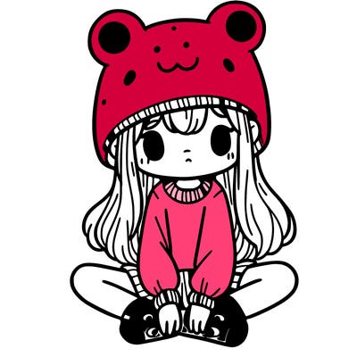 a girl wearing a frog hat and some frog socks