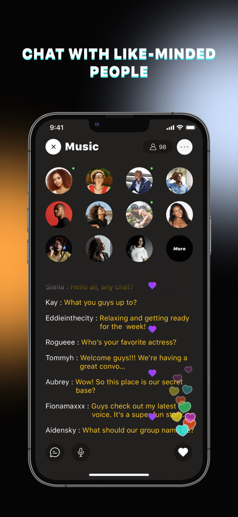 Ebony Meet: Black Dating, Chat - Ebony Meet app group chat interface for connecting with like-minded people