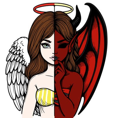 realistic angel half demon