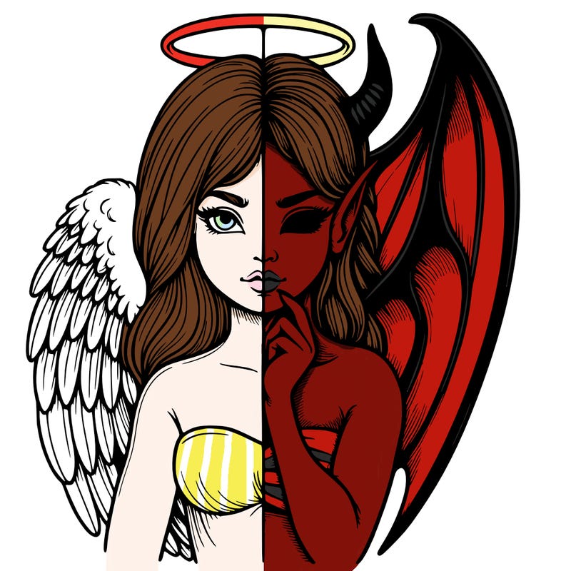 realistic angel half demon