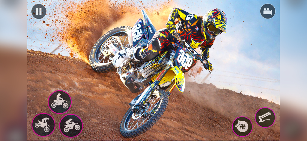 MX Dirt Bike Racing: Motocross - Action gameplay of a motocross rider performing stunts on an off-road track in MX Dirt Bike Racing.