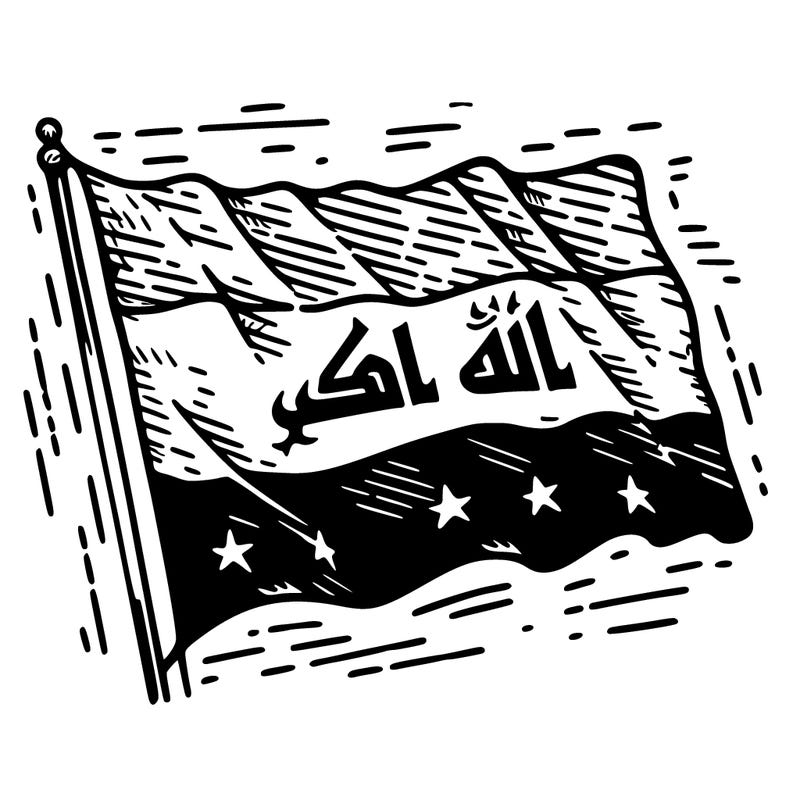 iraq flag sketch all white