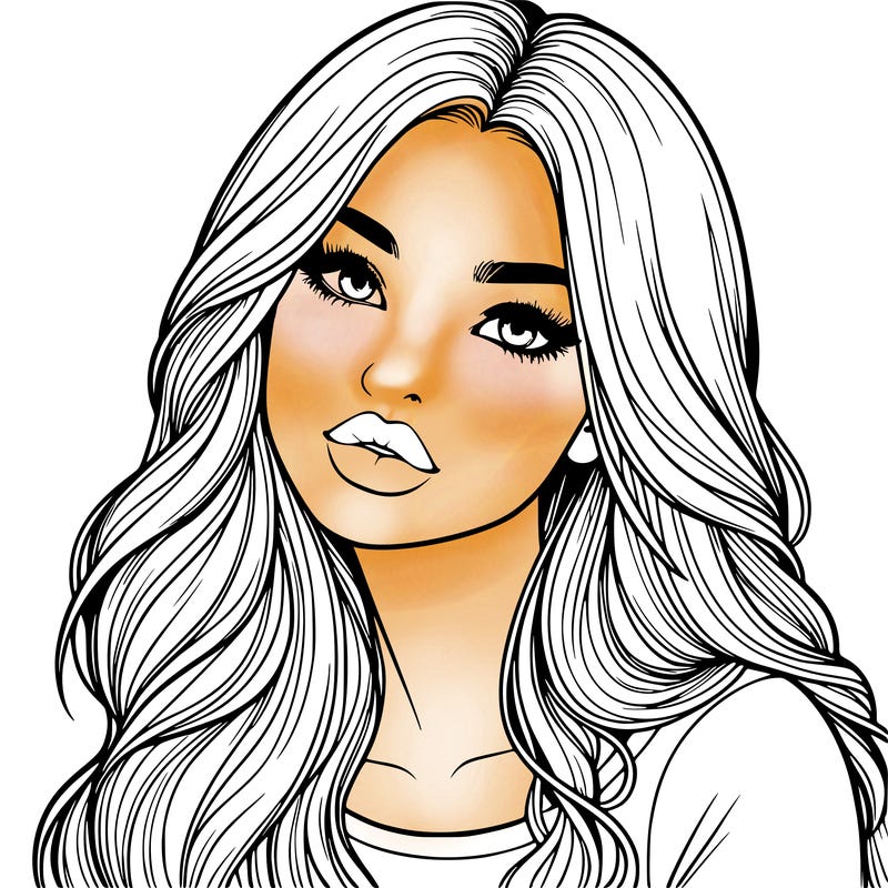 realistic girl with hair on her hair and lips