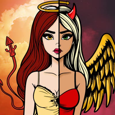 devil vs angel realistic girl