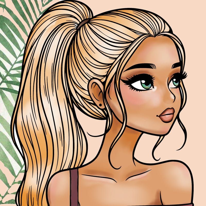 a beautiful and realistic girl with a high pony tail