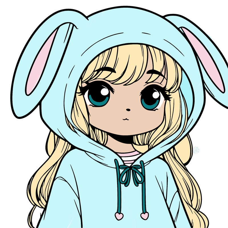 a girl dressed in a bunny hoodie