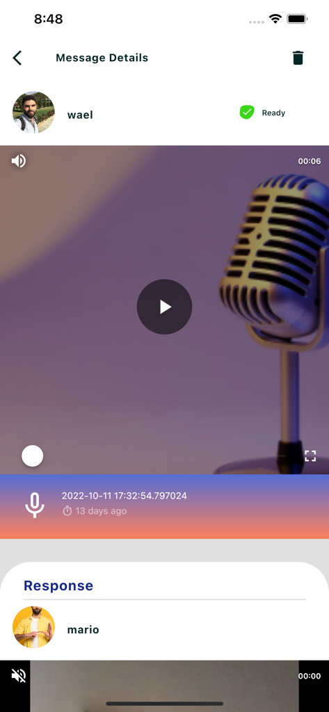 Signo Application - Interfaz de la aplicación Signo que muestra un mensaje de interpretación de lengua de señas y la respuesta