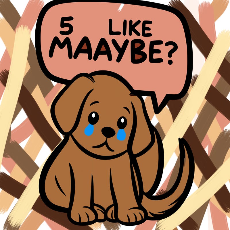 a puppy that says 5 like maybe
