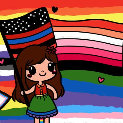 girl with the pride flag