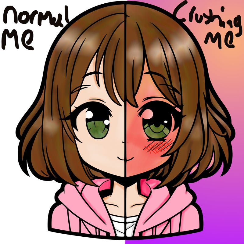 animated girl half anime