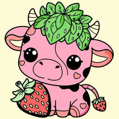 cute strawberry cow