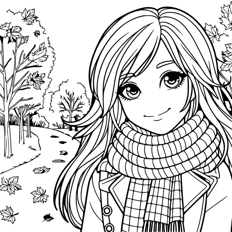 realistic girl in fall/autumn