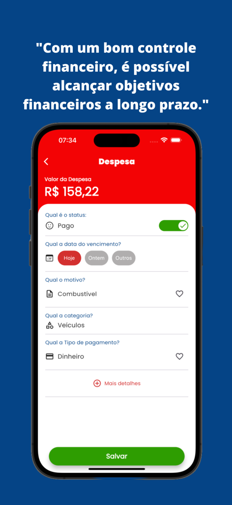 Oberfläche zum Hinzufügen einer neuen Ausgabe in der Finanzkontrolle-Mobil-App