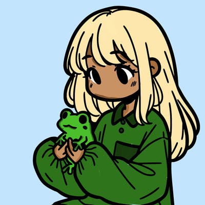 girl with long hair and a oversized shirt. and she is holding a frog