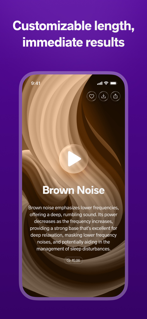 Meditopia: Sleep, Meditation - Screenshot der Meditopia-App mit Brown Noise (braunem Rauschen) für Schlaf und Entspannung