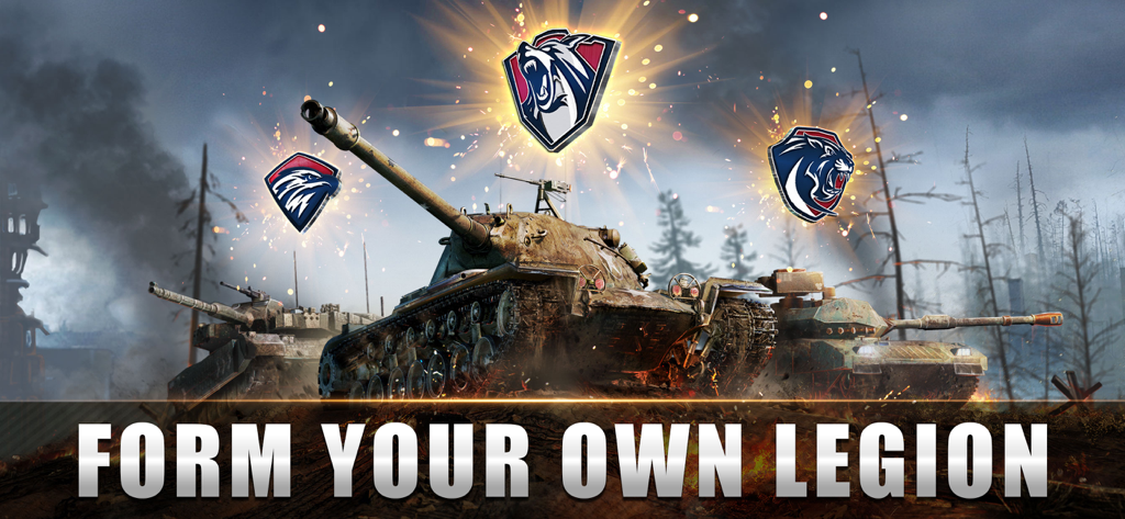 Tanks on a battlefield with legion emblems and the text Form Your Own Legion