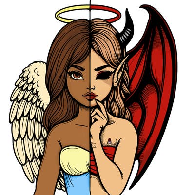 realistic angel half demon