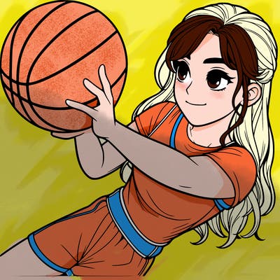 realistic girl playing basketball
