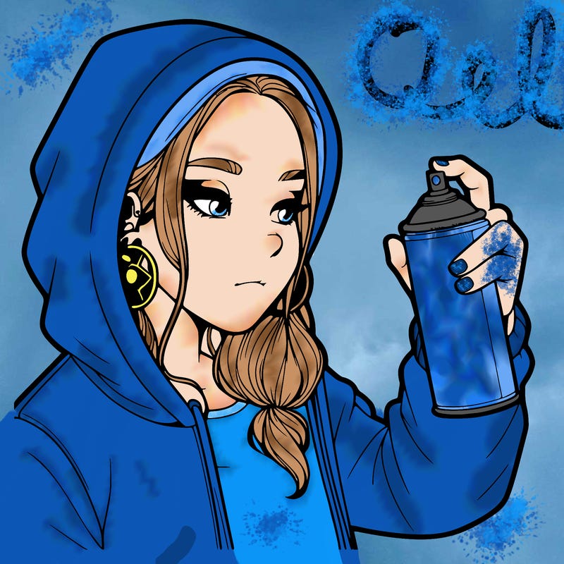 a realistic girl, spray painting