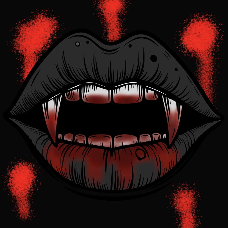 lips with vampire teeth