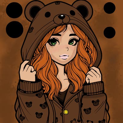 realistic girl in a animal pjs hoodie
