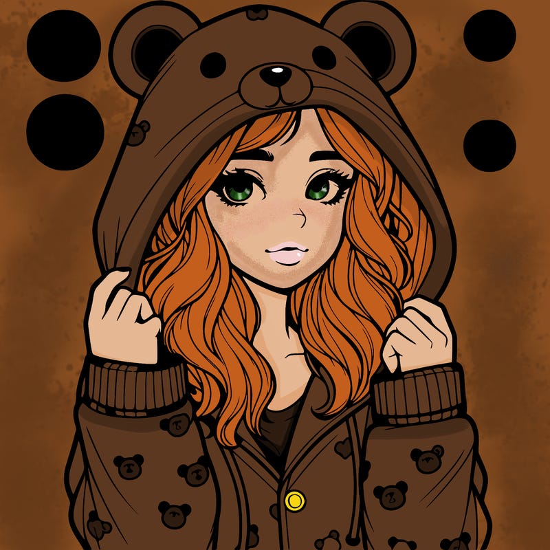 realistic girl in a animal pjs hoodie