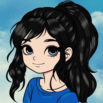 realistic girl with ponytail