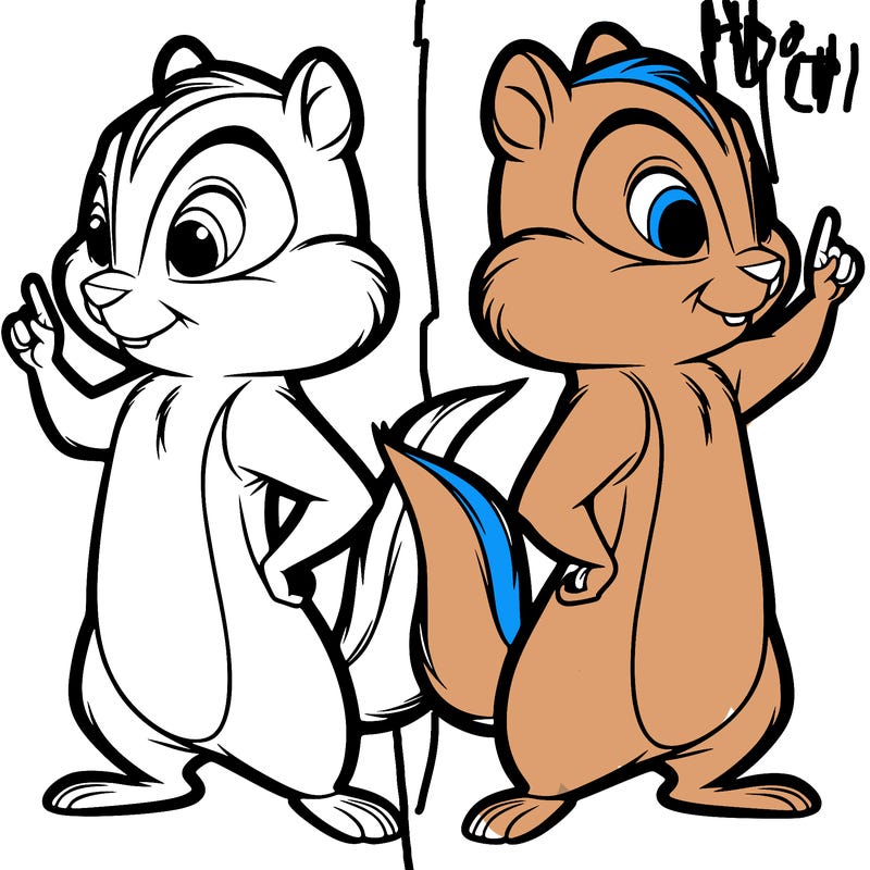 two tamias standing up split realistic