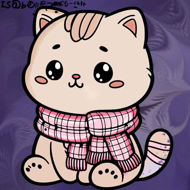 cute cat wearing a scarf.