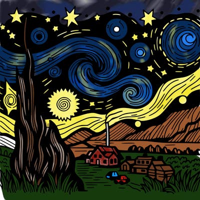 starry night van gogh realistic
