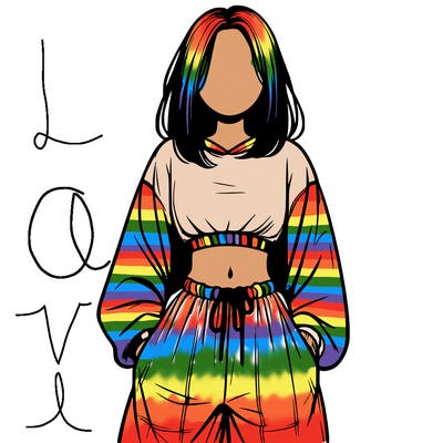 realistic girl faceless with baggy pants and a crop top