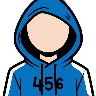 a person with non face waering a hoodie with a 456 symbol