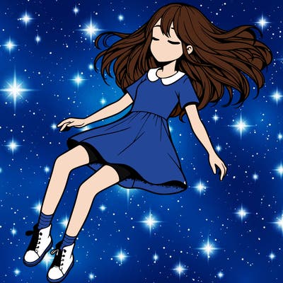 realistic girl floating