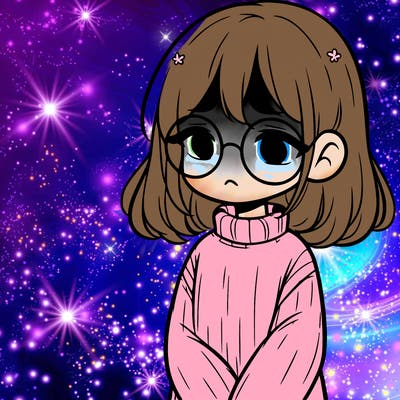 sad girl with glasses in a sweater