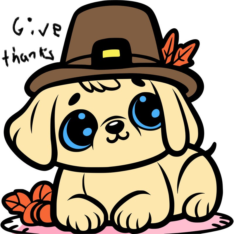puppy with thanksgiving hat