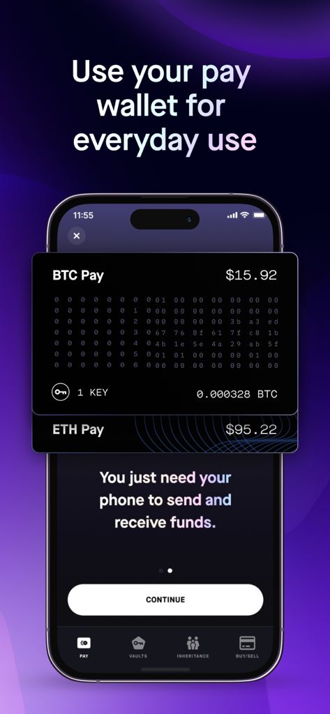 Casa: Bitcoin & Crypto Wallet - Casa app display showing mobile crypto pay wallets for daily use