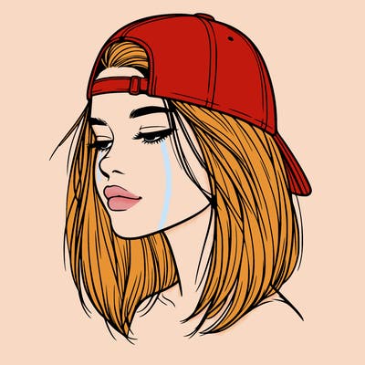 realistic  girl with a backwards hat