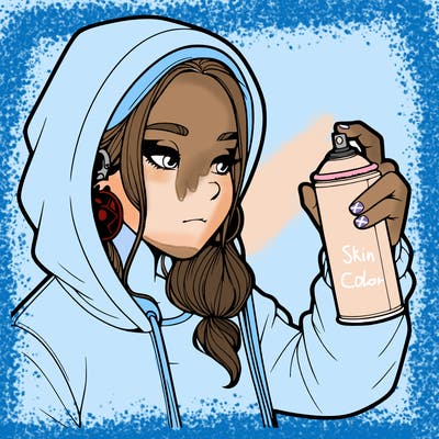 a realistic girl, spray painting