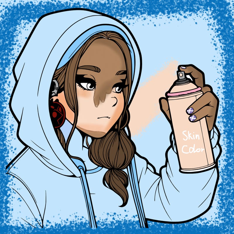 a realistic girl, spray painting