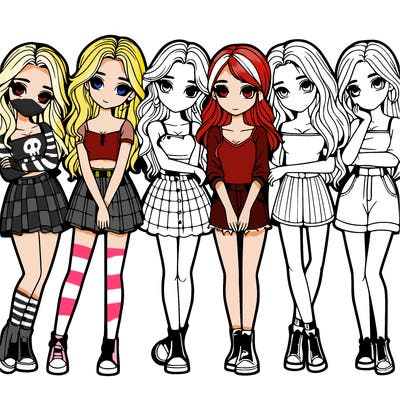 a group of girls realistic