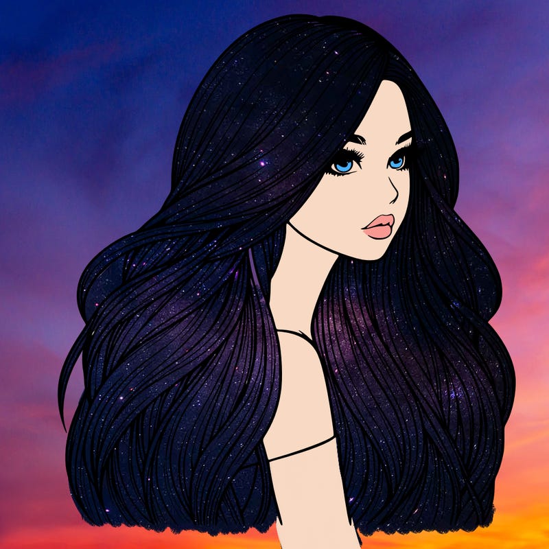 realistic girl with long realistic hair