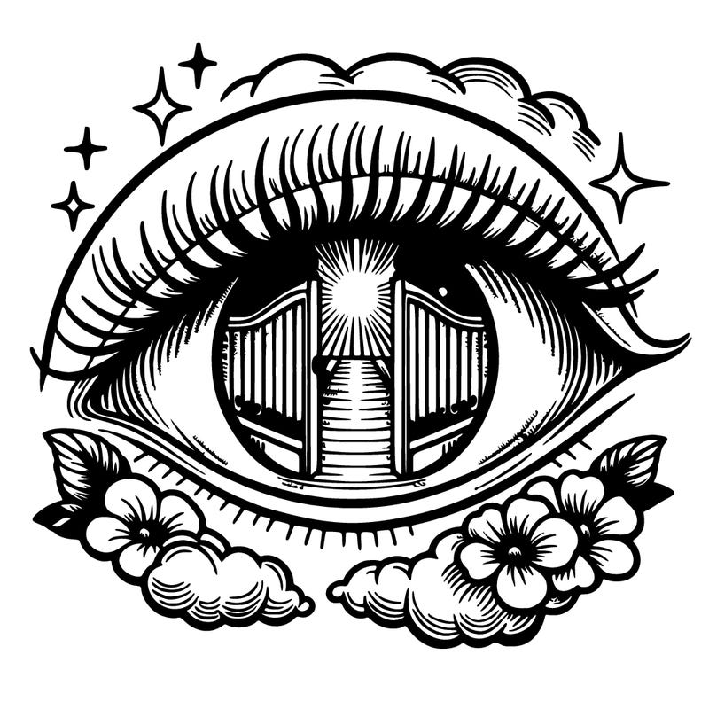 realistic eye with heaven's gates
