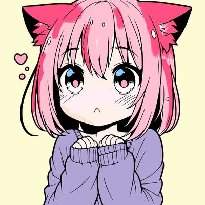 shy anime catgirl