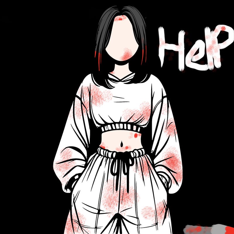 realistic girl faceless with baggy pants and a crop top