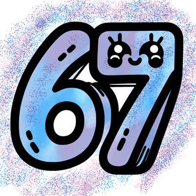 the numbers 67