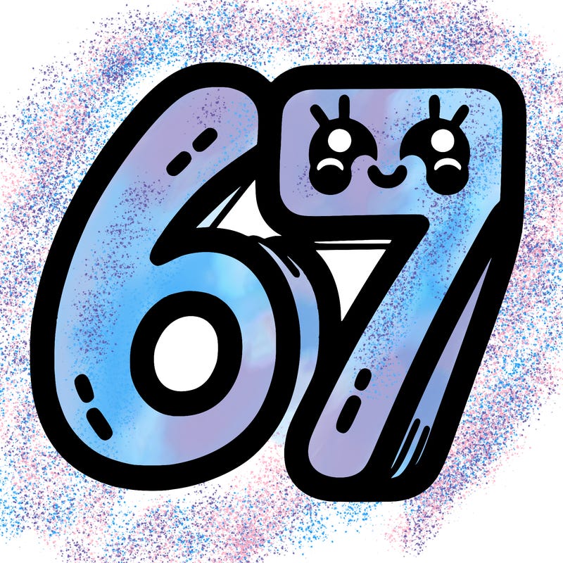 the numbers 67