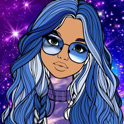 girl with long hair and freckles and glasses realistic