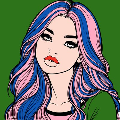 realistic girl with hair on her hair and lips